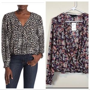 Sanctuary Ditsy Floral Cori Wrapped Blouse S NWT